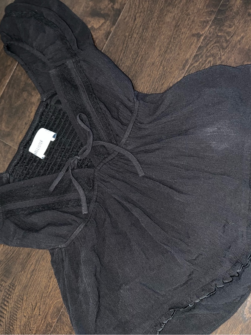 Hollister Black Tie-Front Blouse